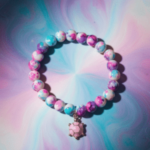 Marble Glass Beaded Color Spots Charm Bracelet