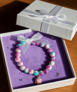 Marble Glass Beaded Color Spots Charm Bracelet