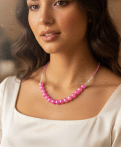 Pink beaded mala shobhakart