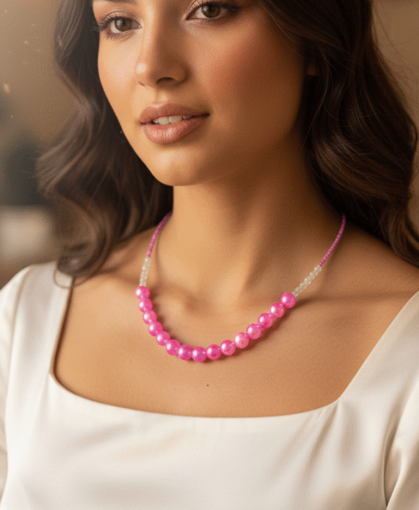 Pink beaded mala shobhakart