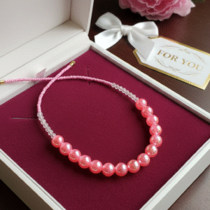 Pink beaded mala shobhakart