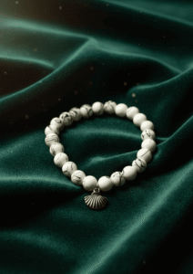 marble glass beaded white bracelet shobhakart