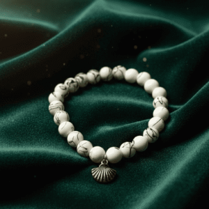 marble glass beaded white bracelet shobhakart