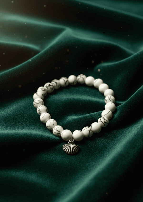 marble glass beaded white bracelet shobhakart
