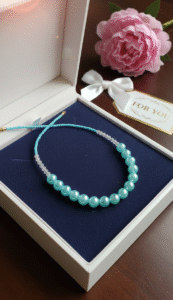 sky blue beaded mala shobhakart