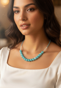 sky blue beaded mala shobhakart