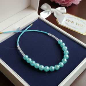 sky blue beaded mala shobhakart
