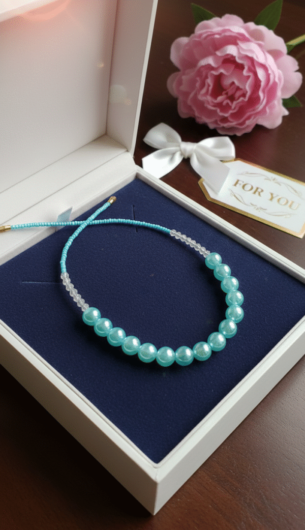 sky blue beaded mala shobhakart