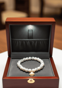 marble glass beaded white bracelet shobhakart