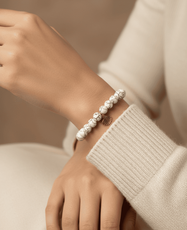 marble glass beaded white bracelet shobhakart
